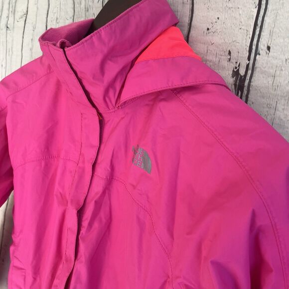 The North Face Girls HYVENT Hooded Rain Jacket Size S 7/8 Pink Outdoor Full Zip - Picture 3 of 14
